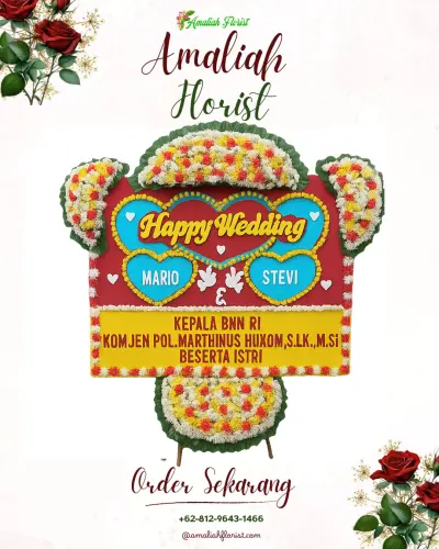 Karangan Papan Bunga Pernikahan di Gayamsari